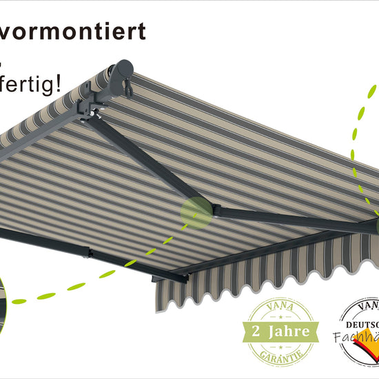 VANA Gelenkarmmarkise 3x2,5 m Handkurbel SP1105 - Vana Deutschland Sunavo