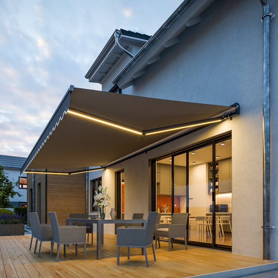 VANA Elektrische Halbkassettenmarkise Anthrazit LED & Motor SP1201EMLA - Vana Deutschland Sunavo