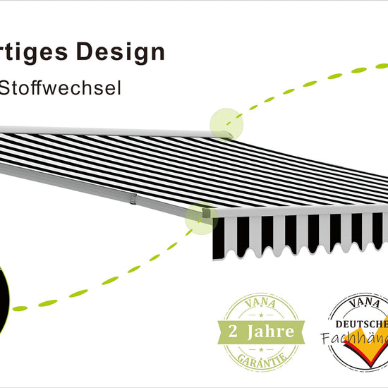VANA Elektrische Halbkassettenmarkise Weiß LED & Motor SP1201EMLW - Vana Deutschland Sunavo