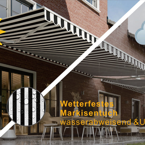 VANA Elektrische Halbkassettenmarkise Weiß LED & Motor SP1201EMLW - Vana Deutschland Sunavo