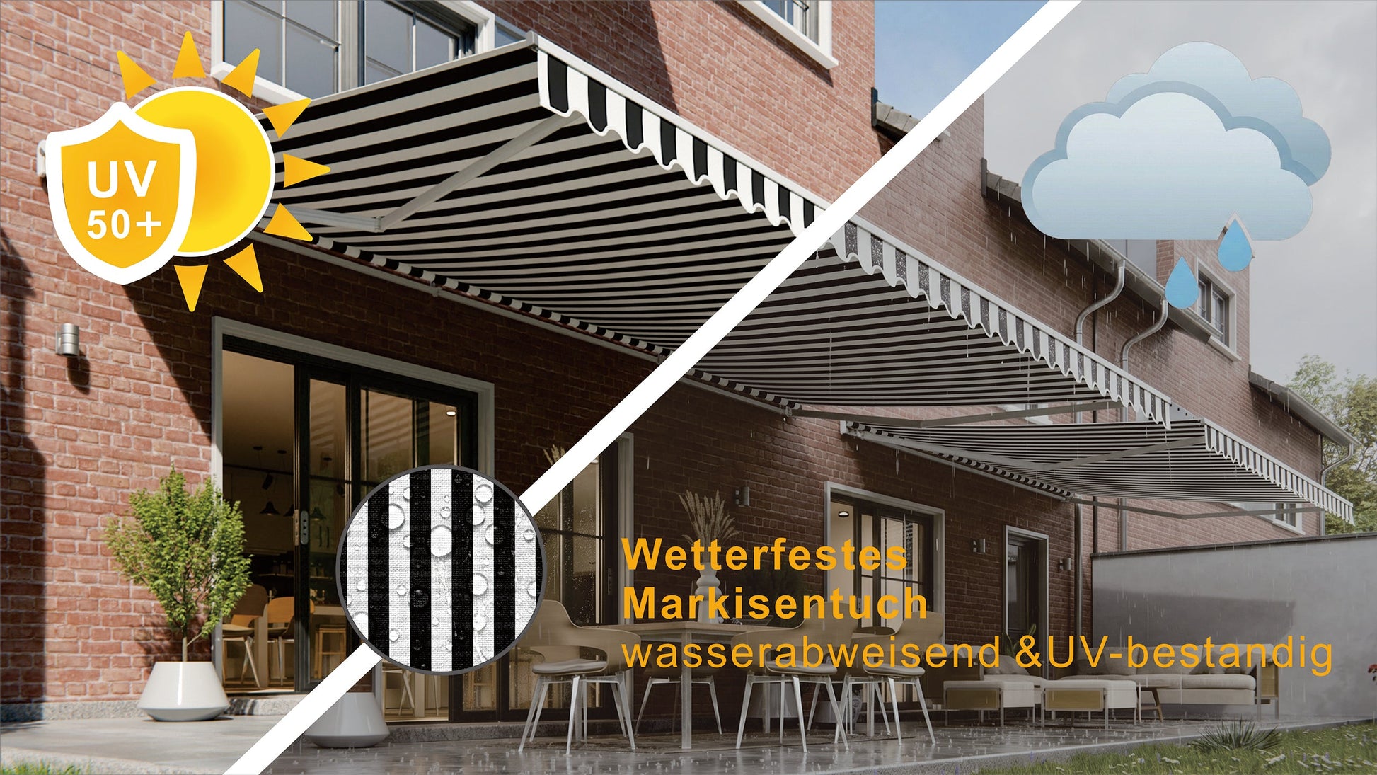 VANA Elektrische Halbkassettenmarkise Weiß LED & Motor SP1201EMLW - Vana Deutschland Sunavo