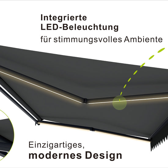 VANA Elektrische Halbkassettenmarkise Anthrazit LED & Motor SP1201EMLA - Vana Deutschland Sunavo
