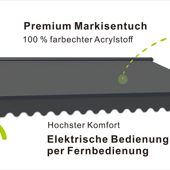 VANA Elektrische Halbkassettenmarkise Anthrazit LED & Motor SP1201EMLA - Vana Deutschland Sunavo