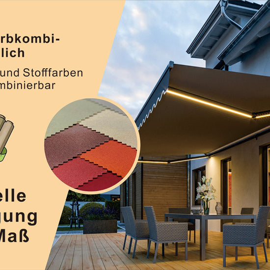 VANA Elektrische Halbkassettenmarkise Anthrazit LED & Motor SP1201EMLA - Vana Deutschland Sunavo