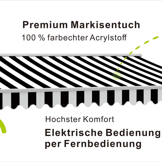 VANA Elektrische Halbkassettenmarkise Weiß LED & Motor SP1201EMLW - Vana Deutschland Sunavo