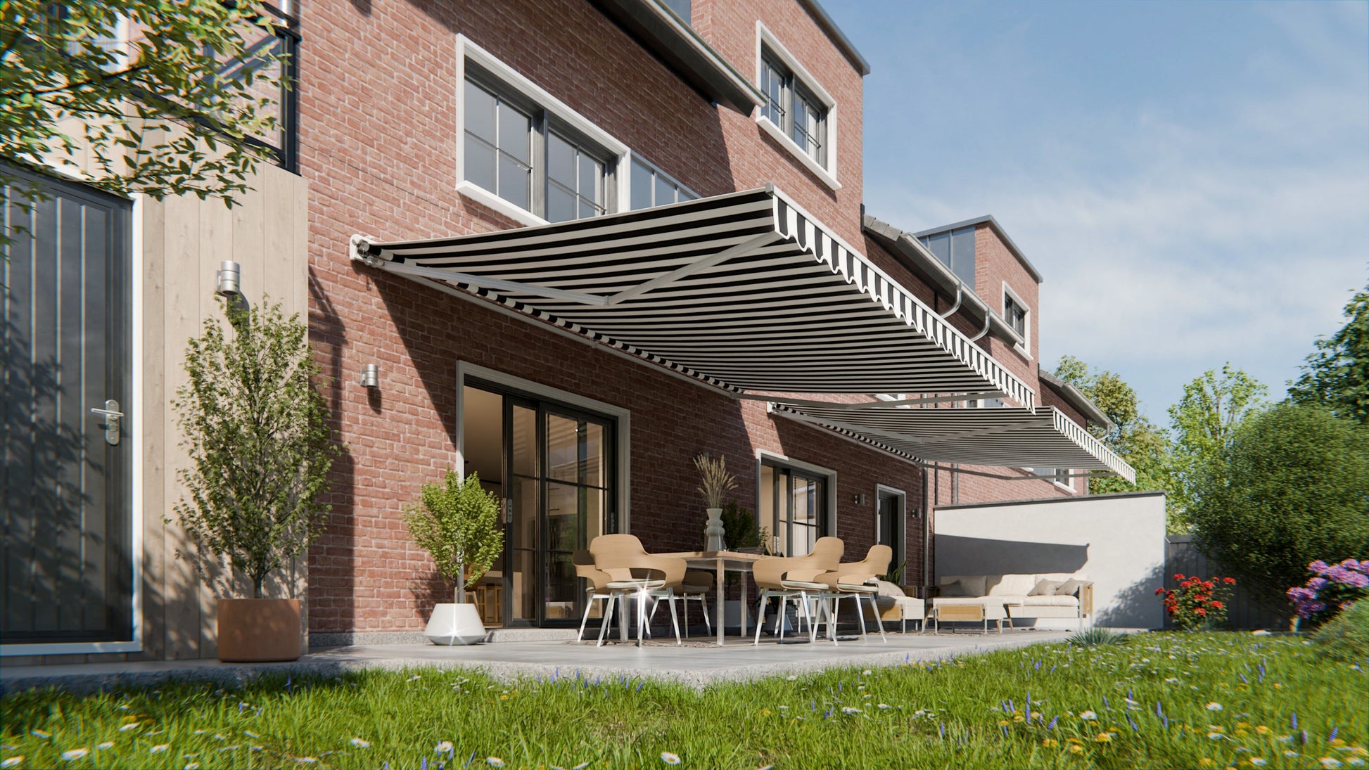 VANA Elektrische Halbkassettenmarkise Weiß LED & Motor SP1201EMLW - Vana Deutschland Sunavo