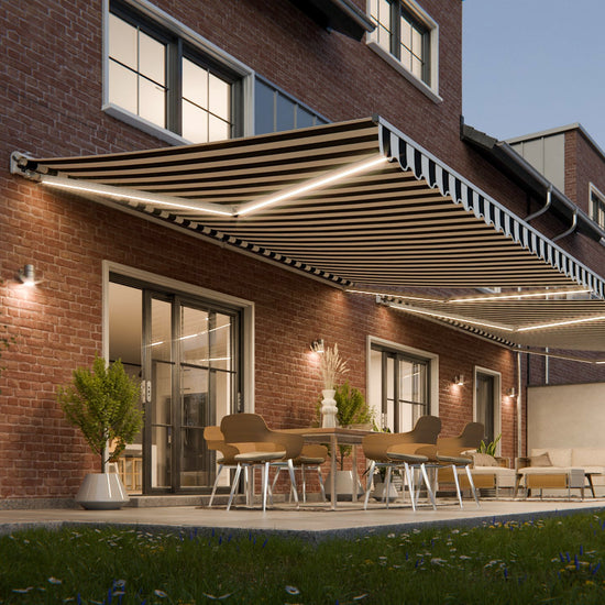 VANA Elektrische Halbkassettenmarkise Weiß LED & Motor SP1201EMLW - Vana Deutschland Sunavo