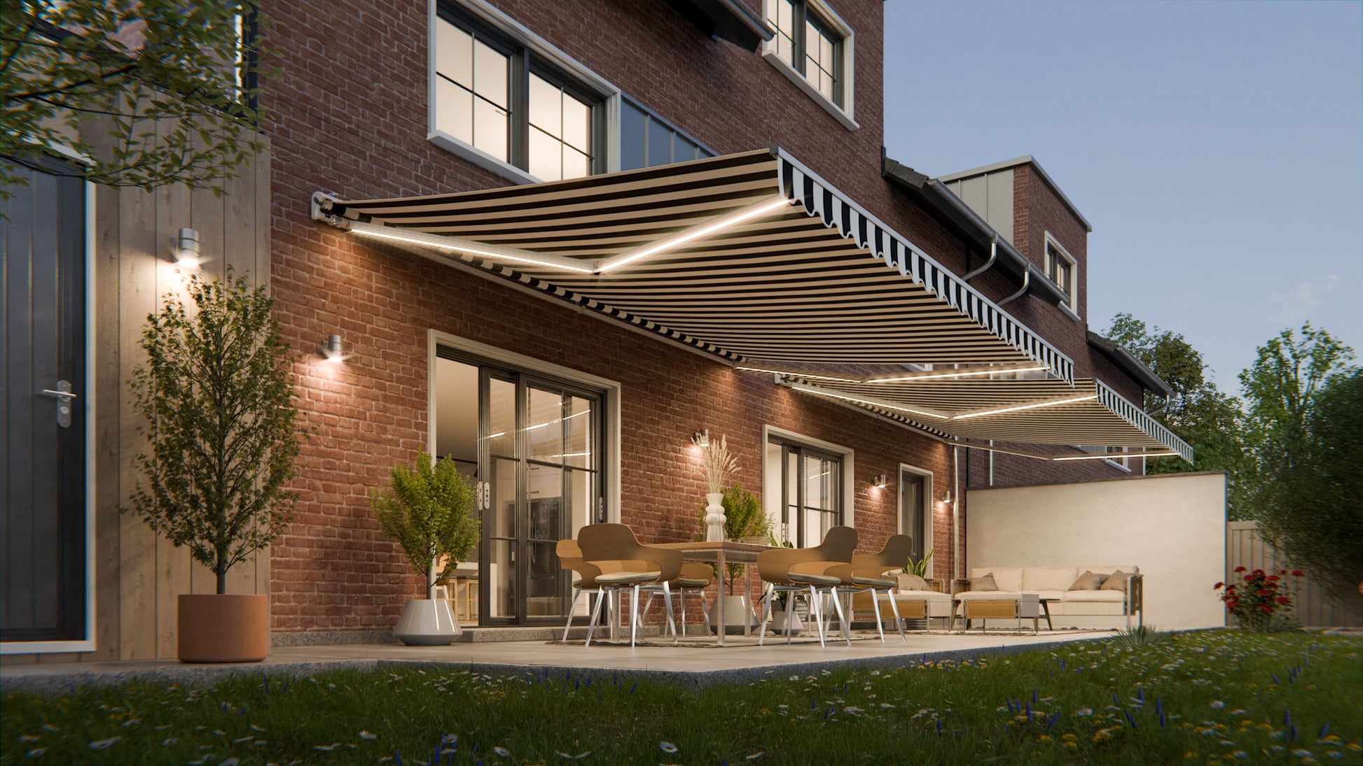 VANA Elektrische Halbkassettenmarkise Weiß LED & Motor SP1201EMLW - Vana Deutschland Sunavo