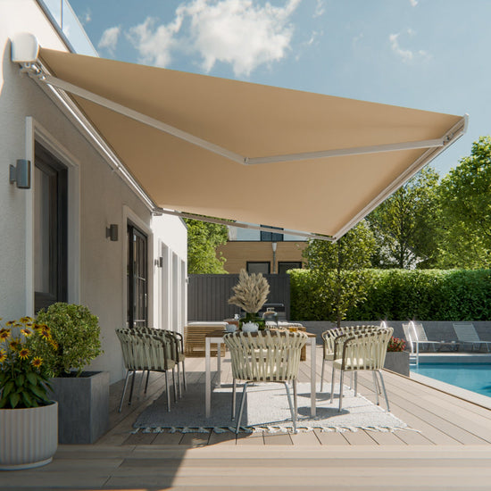 VANA Elektrische Vollkassettenmarkise 4x3 m Beige inkl. LED & Motor 1307EML - Vana Deutschland Sunavo