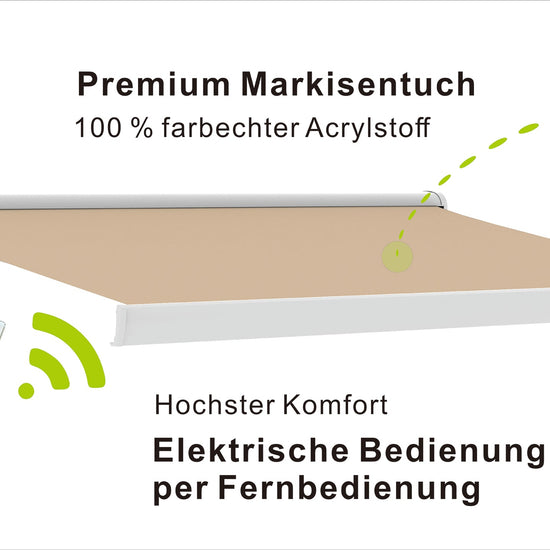 VANA Elektrische Vollkassettenmarkise 4x3 m Beige inkl. LED & Motor 1307EML - Vana Deutschland Sunavo