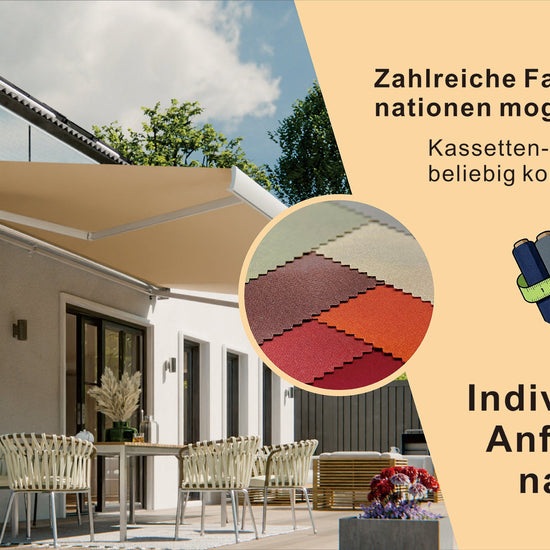 VANA Elektrische Vollkassettenmarkise 4x3 m Beige inkl. LED & Motor 1307EML - Vana Deutschland Sunavo