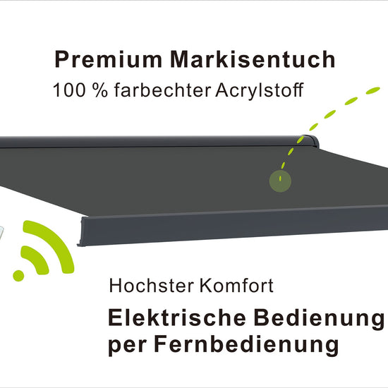 VANA Elektrische Vollkassettenmarkise Anthrazit LED & Motor 1307EML - Vana Deutschland Sunavo