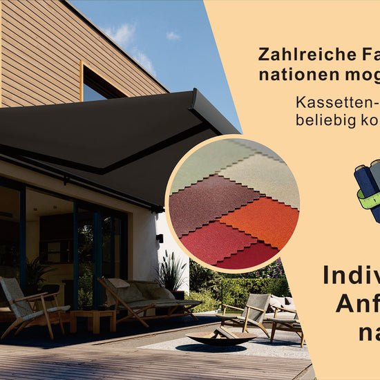 VANA Elektrische Vollkassettenmarkise Anthrazit LED & Motor 1307EML - Vana Deutschland Sunavo