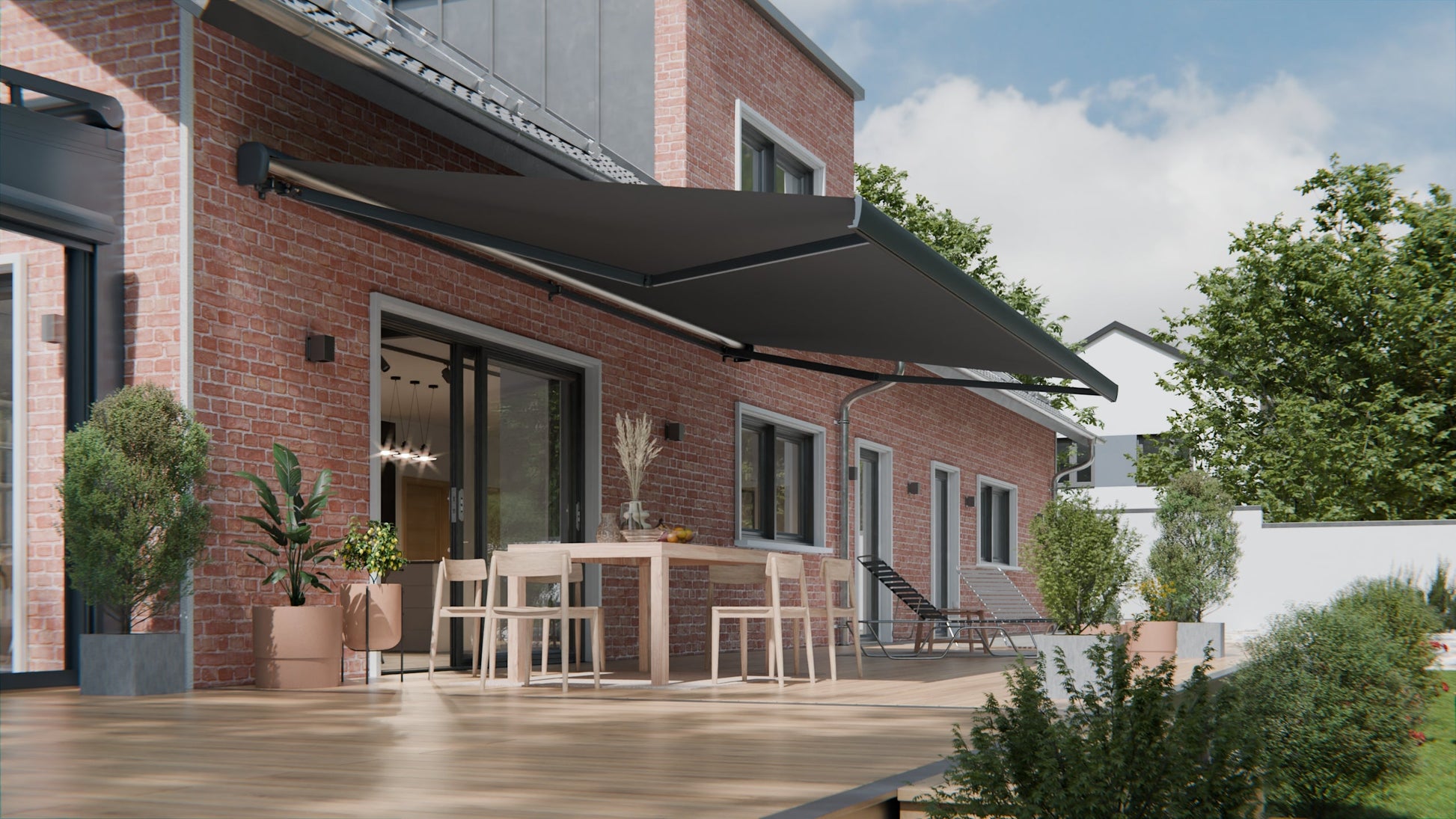 VANA Elektrische Vollkassettenmarkise Anthrazit LED & Motor 1307EML - Vana Deutschland Sunavo