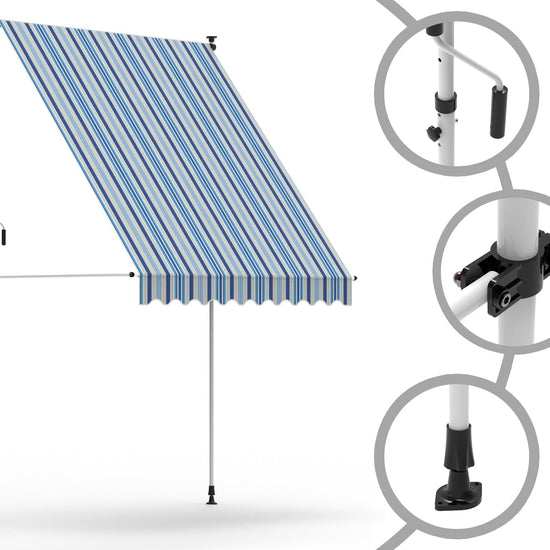 VANA Klemmmarkise 250x150cm Ohne Bohren Höhenverstellbar Weiß - Vana Deutschland Sunavo