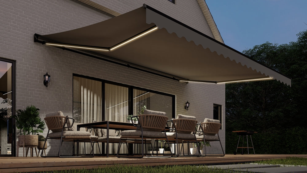 VANA Elektrische Halbkassettenmarkise Anthrazit LED & Motor SP1201EMLA - Vana Deutschland Sunavo