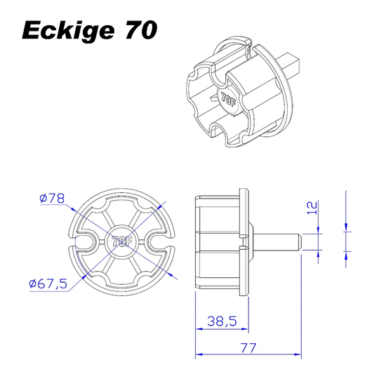 Markisenkapsel Wellenkapsel Eckige Tuchrolle Achse 60 70 80 mm - Vana Deutschland Sunavo