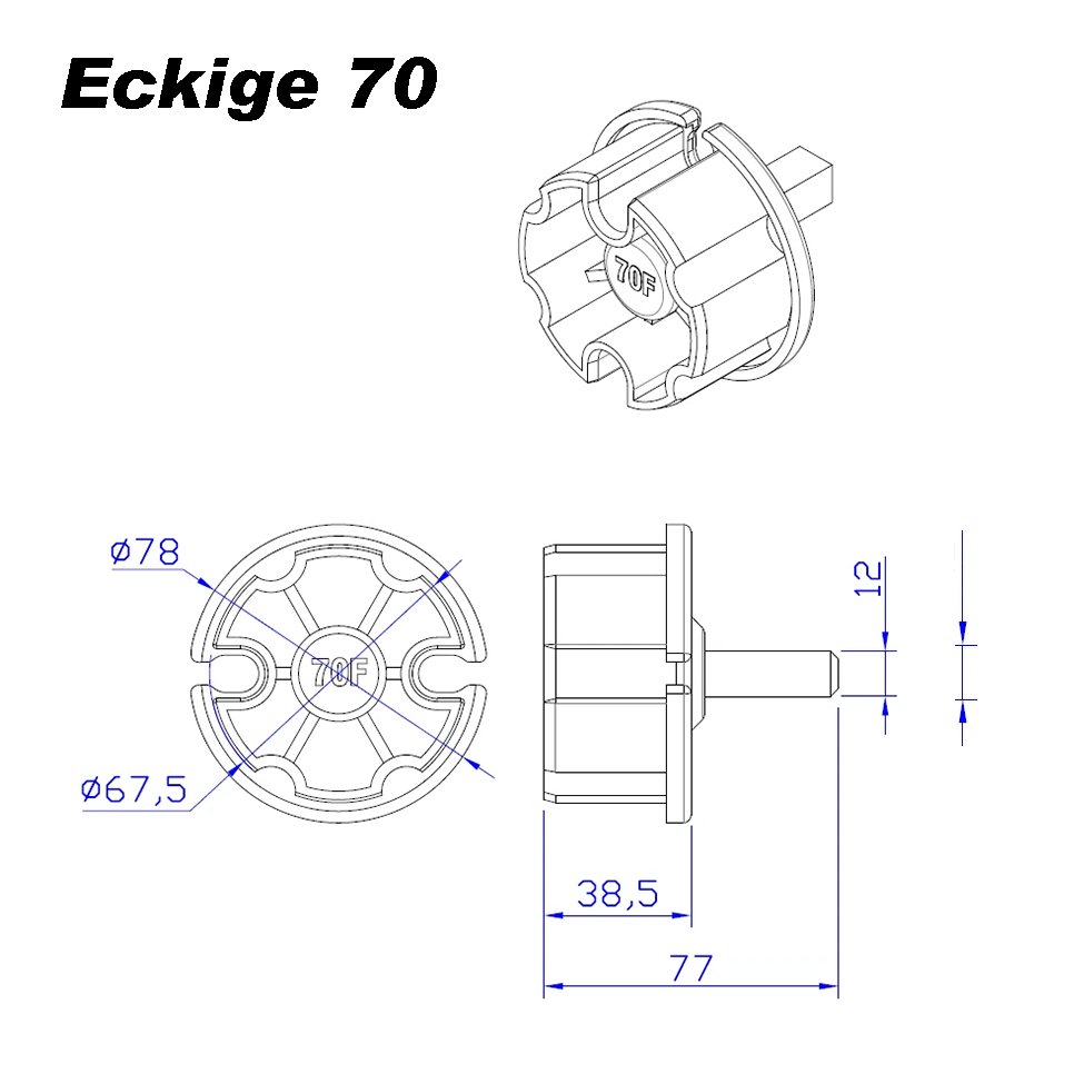 Markisenkapsel Wellenkapsel Eckige Tuchrolle Achse 60 70 80 mm - Vana Deutschland Sunavo