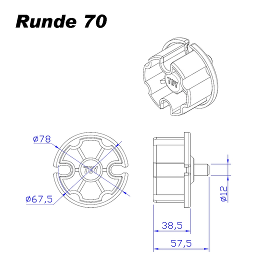 Markisenkapsel Wellenkapsel Runde Tuchrolle Achse 60 70 80 mm - Vana Deutschland Sunavo