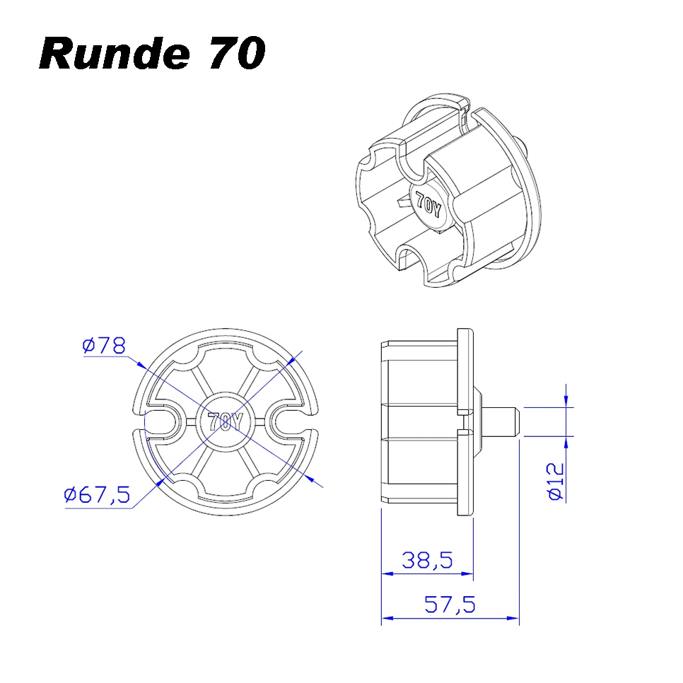 Markisenkapsel Wellenkapsel Runde Tuchrolle Achse 60 70 80 mm - Vana Deutschland Sunavo