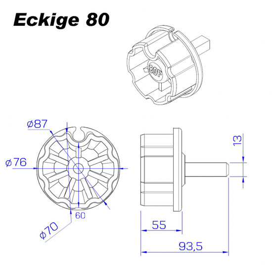 Markisenkapsel Wellenkapsel Eckige Tuchrolle Achse 60 70 80 mm - Vana Deutschland Sunavo